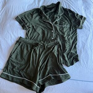 Cozy Earth Olive Bamboo Stretch-Knit Short Sleeve Pajama Set